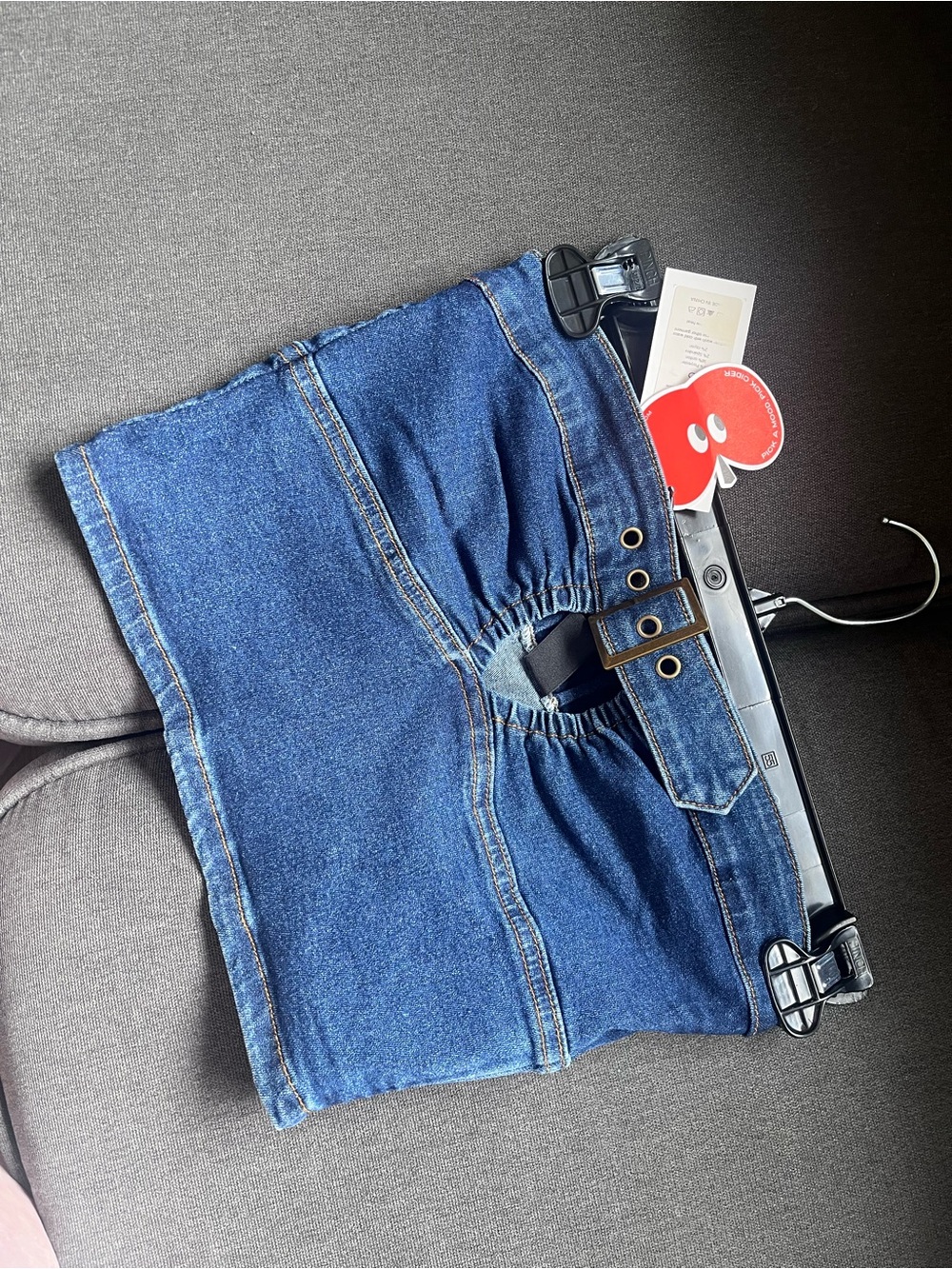 Cider Blue Denim Mini Skirt with Buckle Accent